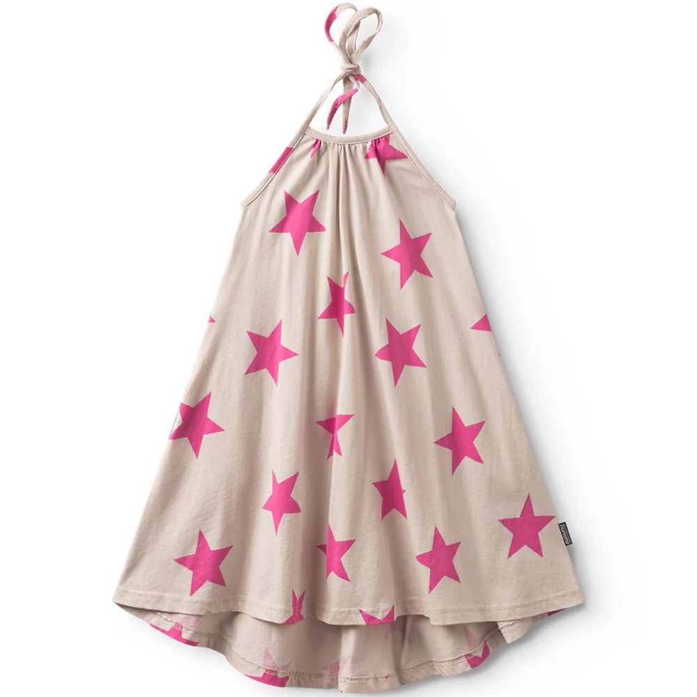 NUNUNU girl's star collar dress in smokey natural pink NWT sz 4-5Y